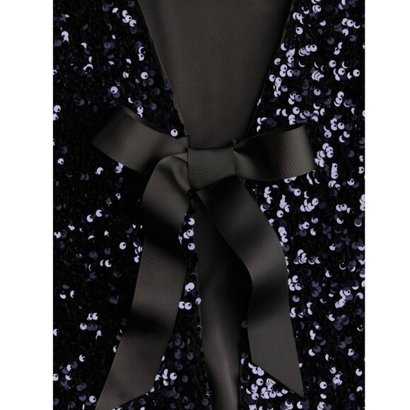 H&M Holiday LIMITED Edition Blue Sequined Blouse Shrug Sweater Top Sparkle - Picture 4 of 7